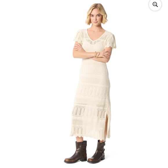 NWT Jessica Simpson Trinity Crochet Sweater Dress XS Ivory Boho Festival Cottage - Picture 2 of 11